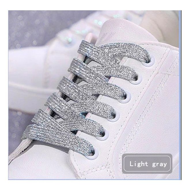 1 Paar Glitzernde Schnürsenkel 120 cm - für festen und sicheren Sitz im Schuh - Glitter Series - silber