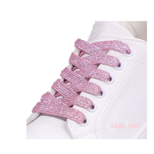 1 Paar Glitzernde Schnürsenkel 120 cm - für festen und sicheren Sitz im Schuh - Glitter Series - rosa