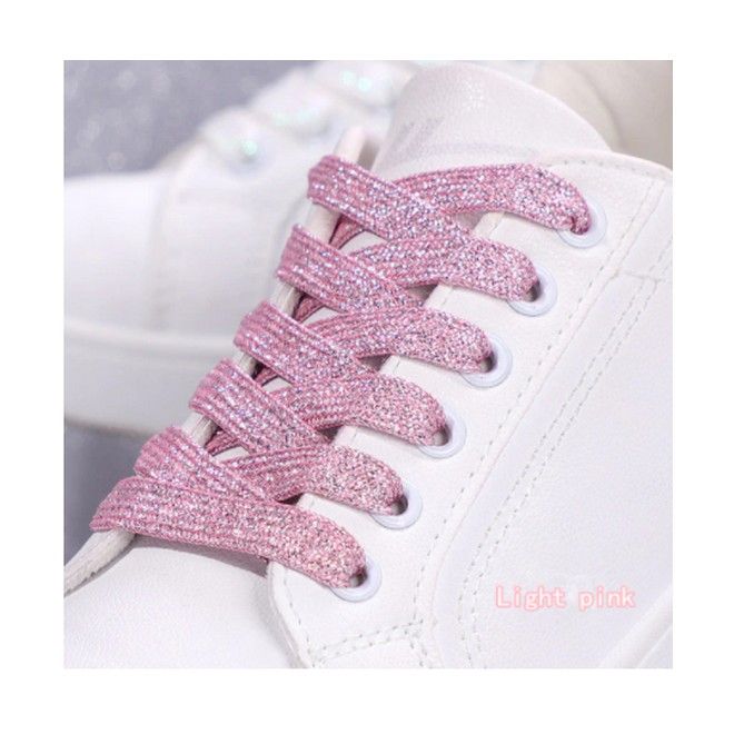 1 Paar Glitzernde Schnürsenkel 120 cm - für festen und sicheren Sitz im Schuh - Glitter Series - rosa