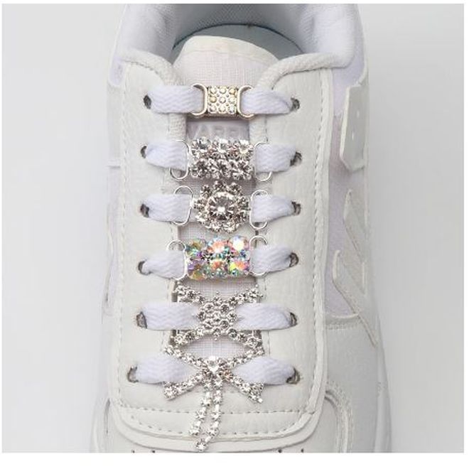 Schnürsenkel Schnalle aus Metall (2 Stück) - modisches Accessoire für den Schuh - Lock Sneaker Series - Diamant - silber