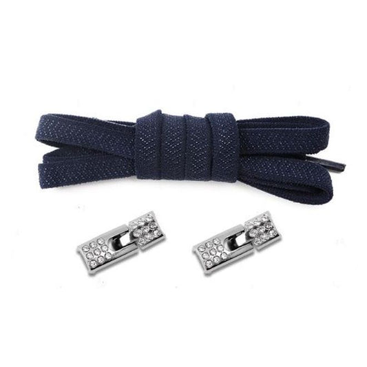 1 Paar Elastische Schnürsenkel ohne binden - mit Schnell-Verschluss - Elastic Bling Series - navy