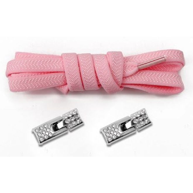 1 Paar Elastische Schnürsenkel ohne binden - mit Schnell-Verschluss - Elastic Bling Series - rosa