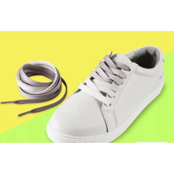 1 Paar Flache Schnürsenkel mt Farbverlauf 120 cm - für festen und sicheren Sitz im Schuh - Casual Shoes Series - grau