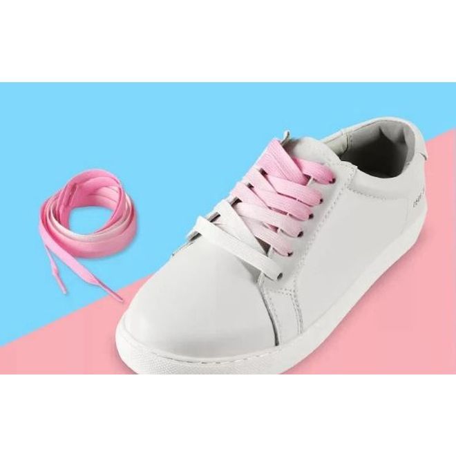 1 Paar Flache Schnürsenkel mt Farbverlauf 120 cm - für festen und sicheren Sitz im Schuh - Casual Shoes Series - rosa