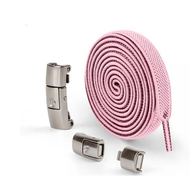 1 Paar Elastische Schnürsenkel ohne binden 100 cm - mit Druckknopf-Verschluss - Press Lock Series - rosa